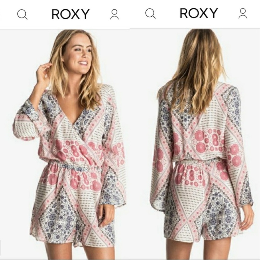 Roxy Geometric Pink and Blue Jumpsuit